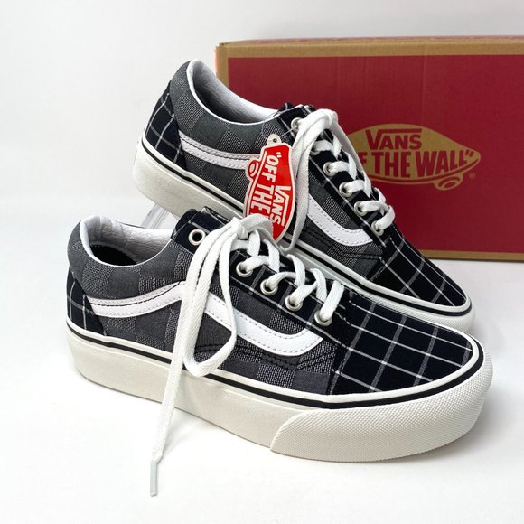 Vans Shoes - VANS Old Skool Platform Woven Check Black Gray Shoes Women's Size VN0A3B3U1AW